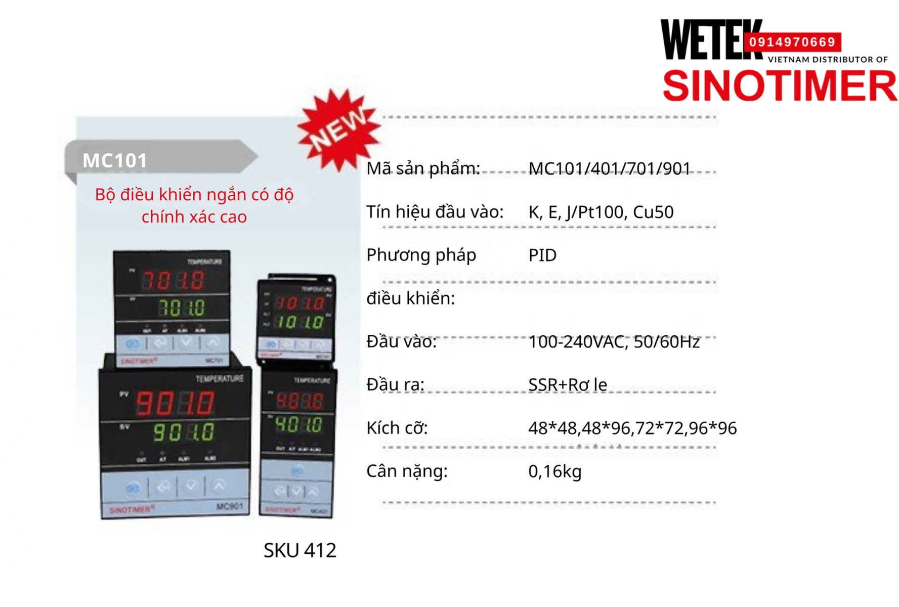 (SKU 412) Bộ điều khiển nhiệt độ PID MC101/401/701/901 Sinotimer