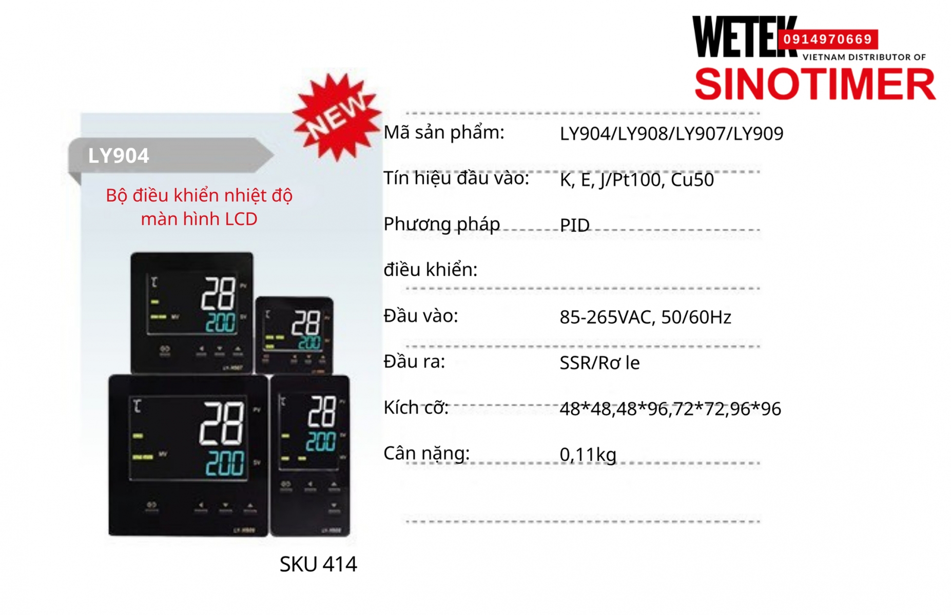 (SKU 414) Bộ điều khiển nhiệt độ PID LY904/LY908/LY907/LY909 Sinotimer