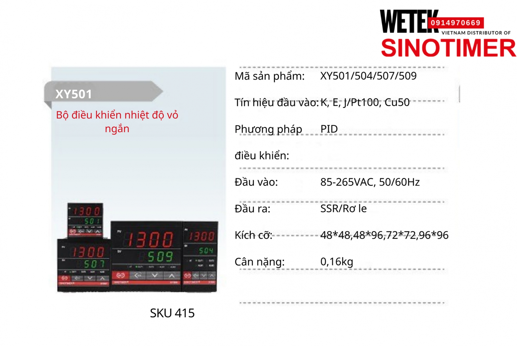 (SKU 415) Bộ điều khiển nhiệt độ PID XY501/504/507/509 Sinotimer