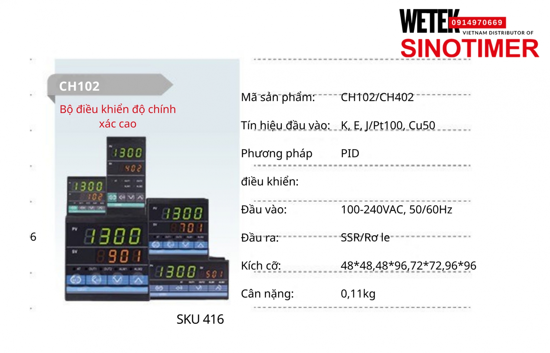 (SKU 416) Bộ điều khiển nhiệt độ PID CH102/CH402 Sinotimer
